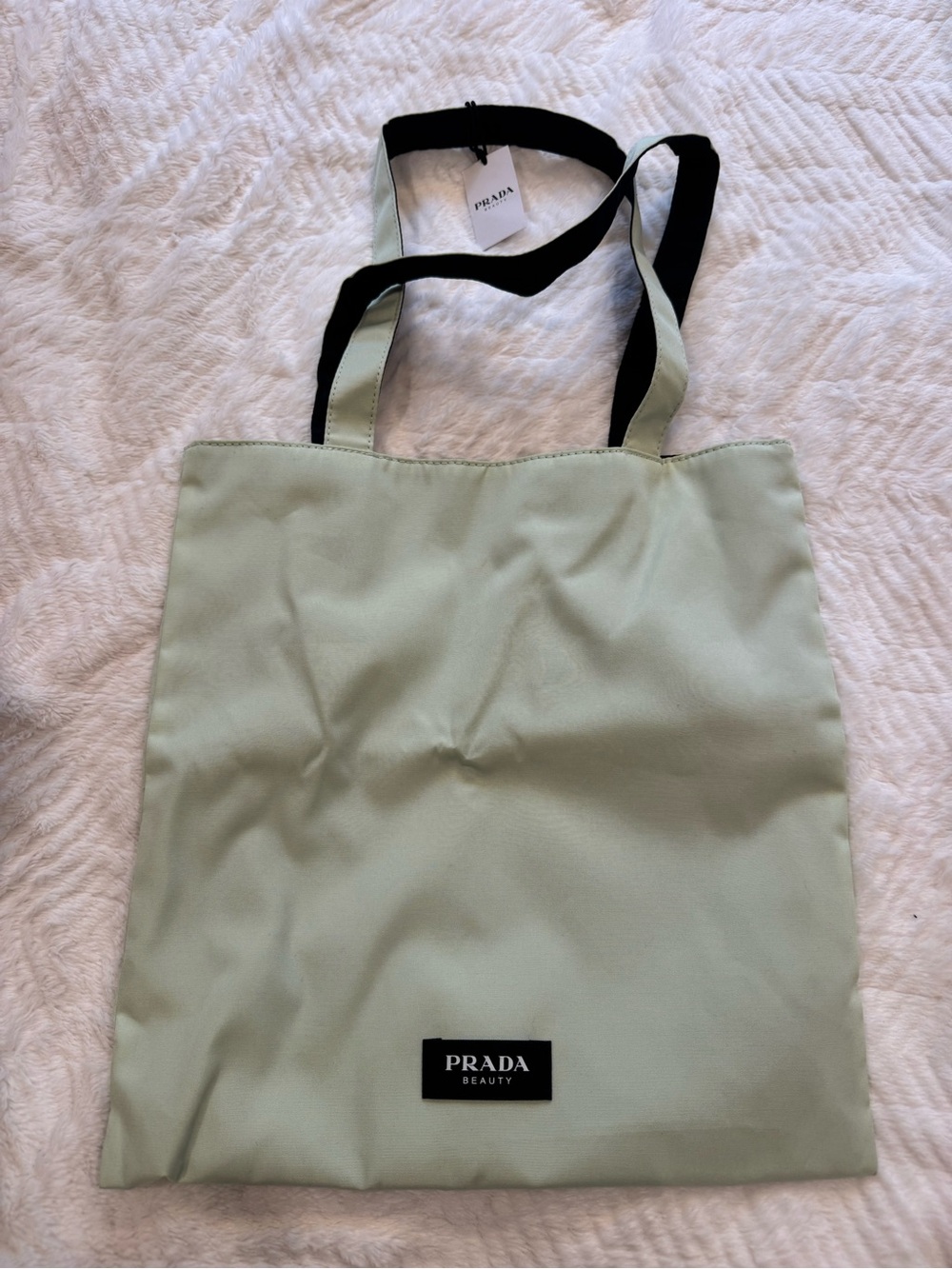 Prada Mint Green Tote with Black Handles